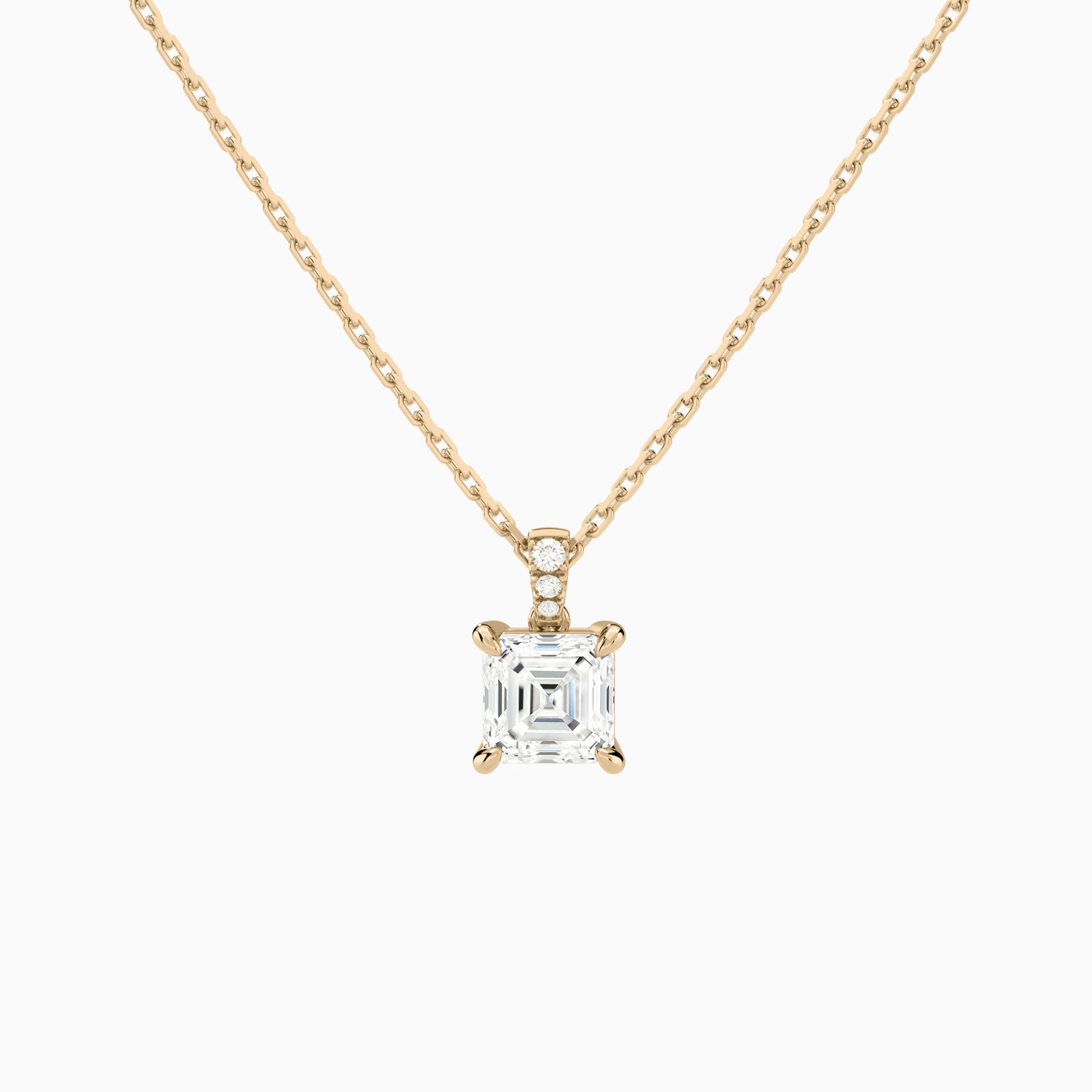 Asscher Lab Grown Diamond Accented Bail Pendant Necklace - Lucenjuri