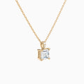 Asscher Lab Grown Diamond Accented Bail Pendant Necklace - Front Angle View