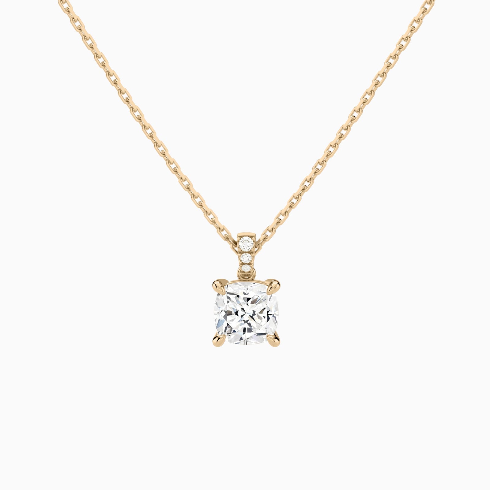 Cushion Lab Grown Diamond Accented Bail Pendant Necklace - Lucenjuri