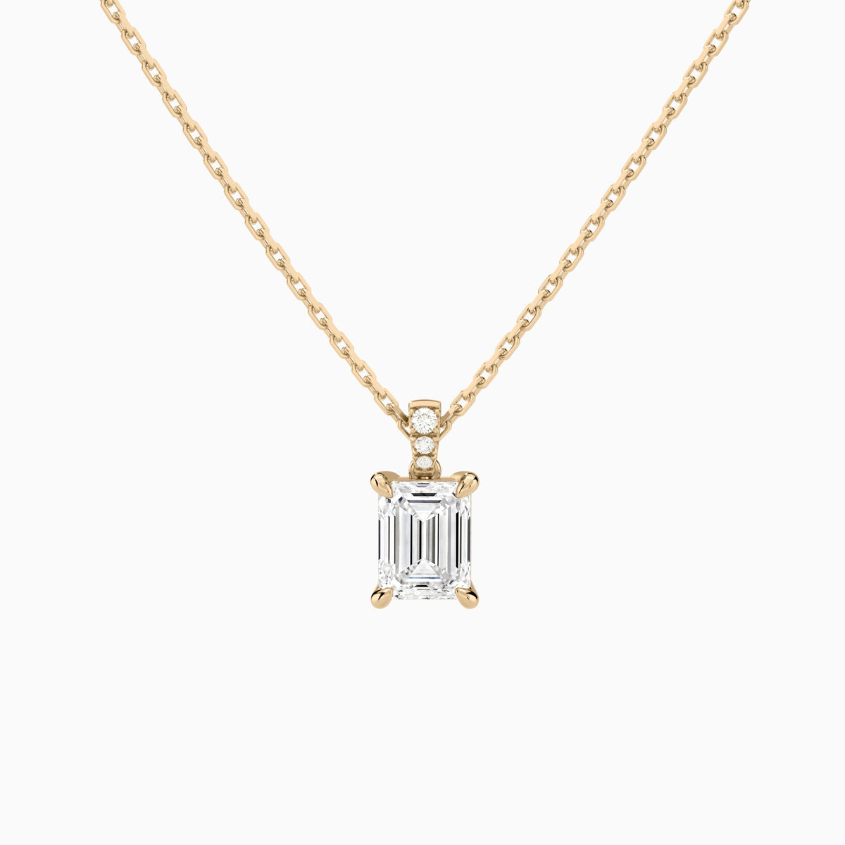 Emerald Lab Grown Diamond Accented Bail Pendant Necklace - Lucenjuri