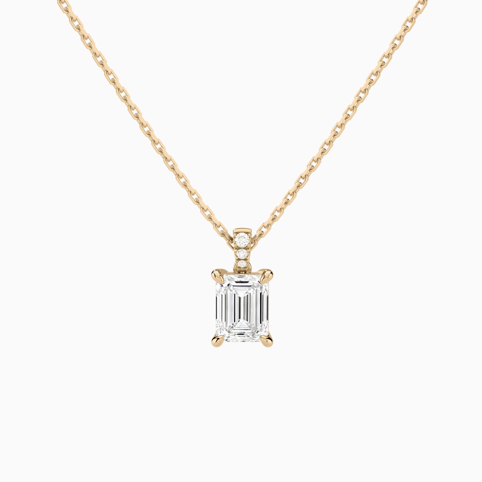 Emerald Lab Grown Diamond Accented Bail Pendant Necklace - Lucenjuri