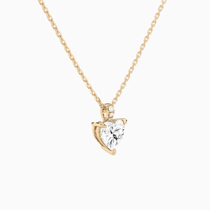 Heart Lab Grown Diamond Accented Bail Pendant Necklace - Front Angle View