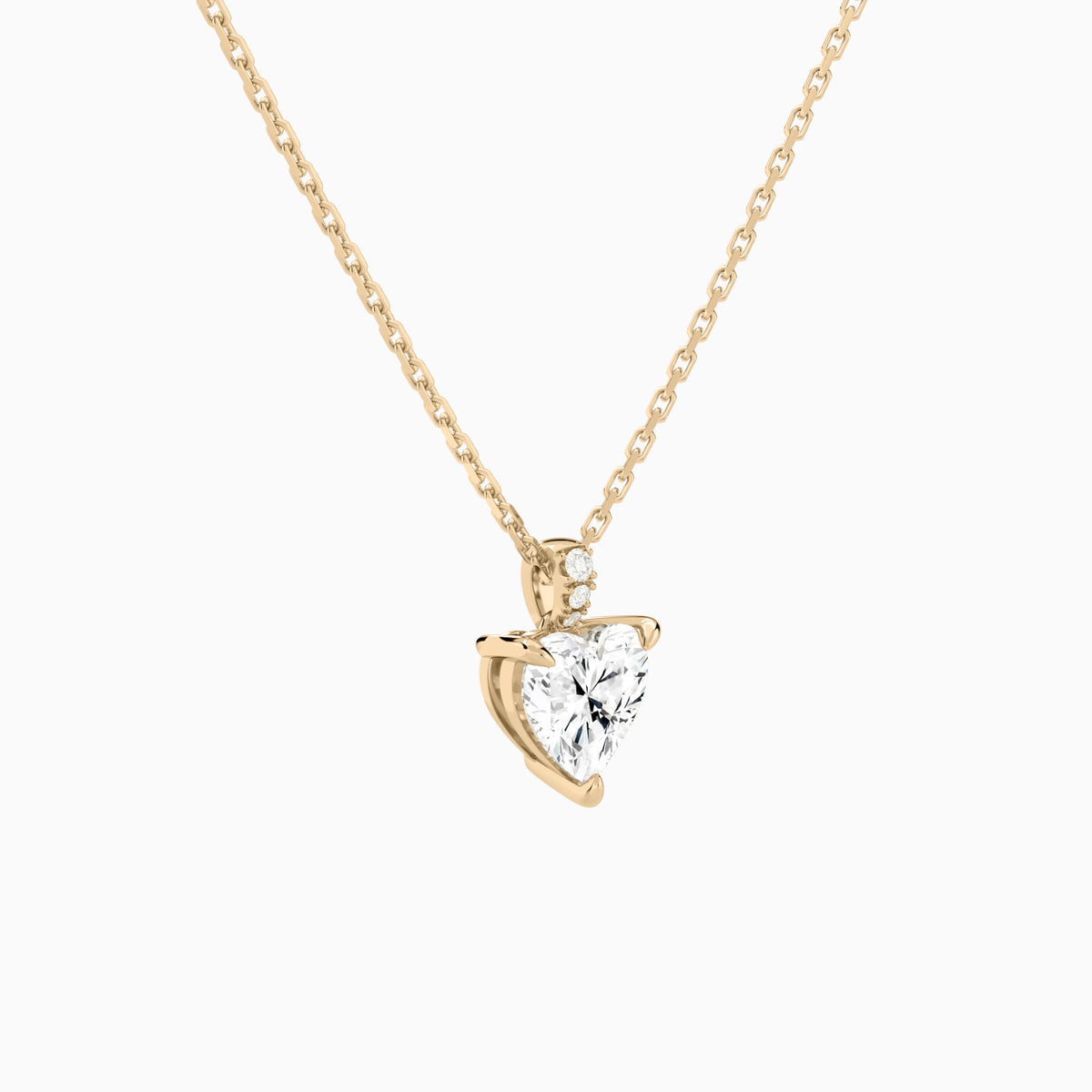 Heart Lab Grown Diamond Accented Bail Pendant Necklace - Front Angle View
