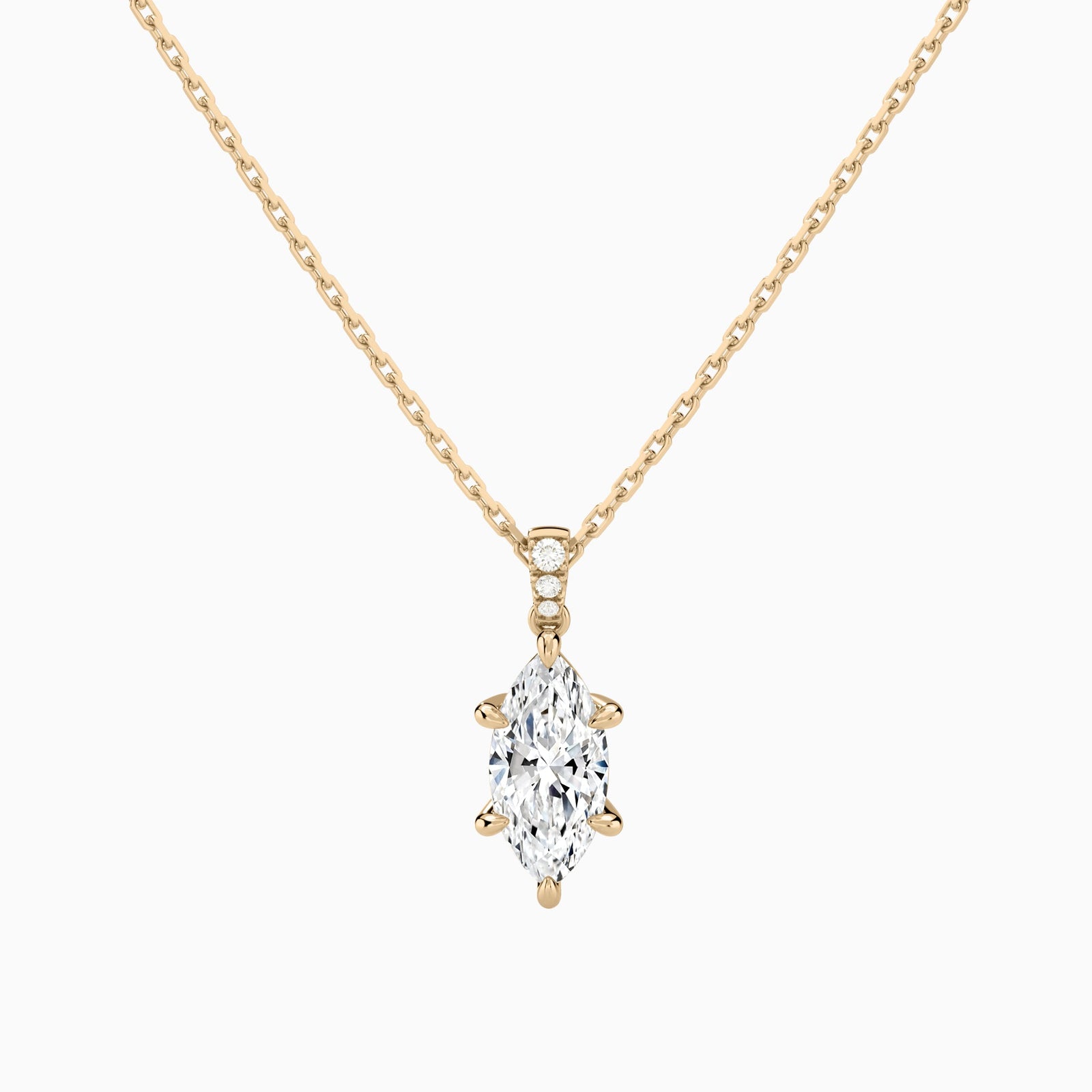 Marquise Lab Grown Diamond Accented Bail Pendant Necklace - Lucenjuri