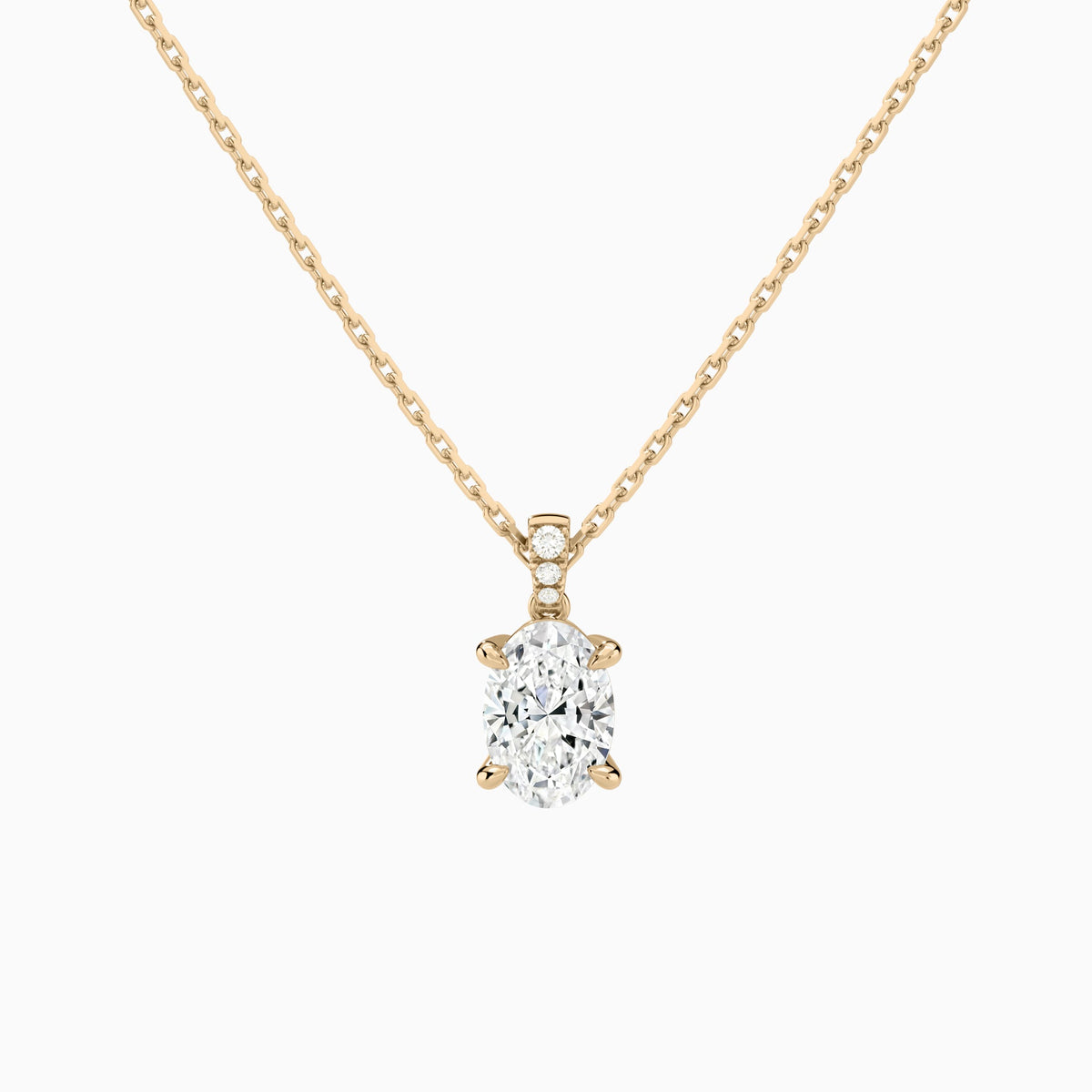 Oval Lab Grown Diamond Accented Bail Pendant Necklace - Lucenjuri