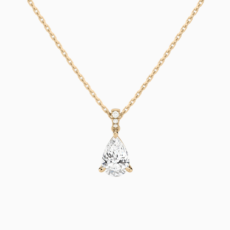 Pear Lab Grown Diamond Accented Bail Pendant Necklace - Lucenjuri