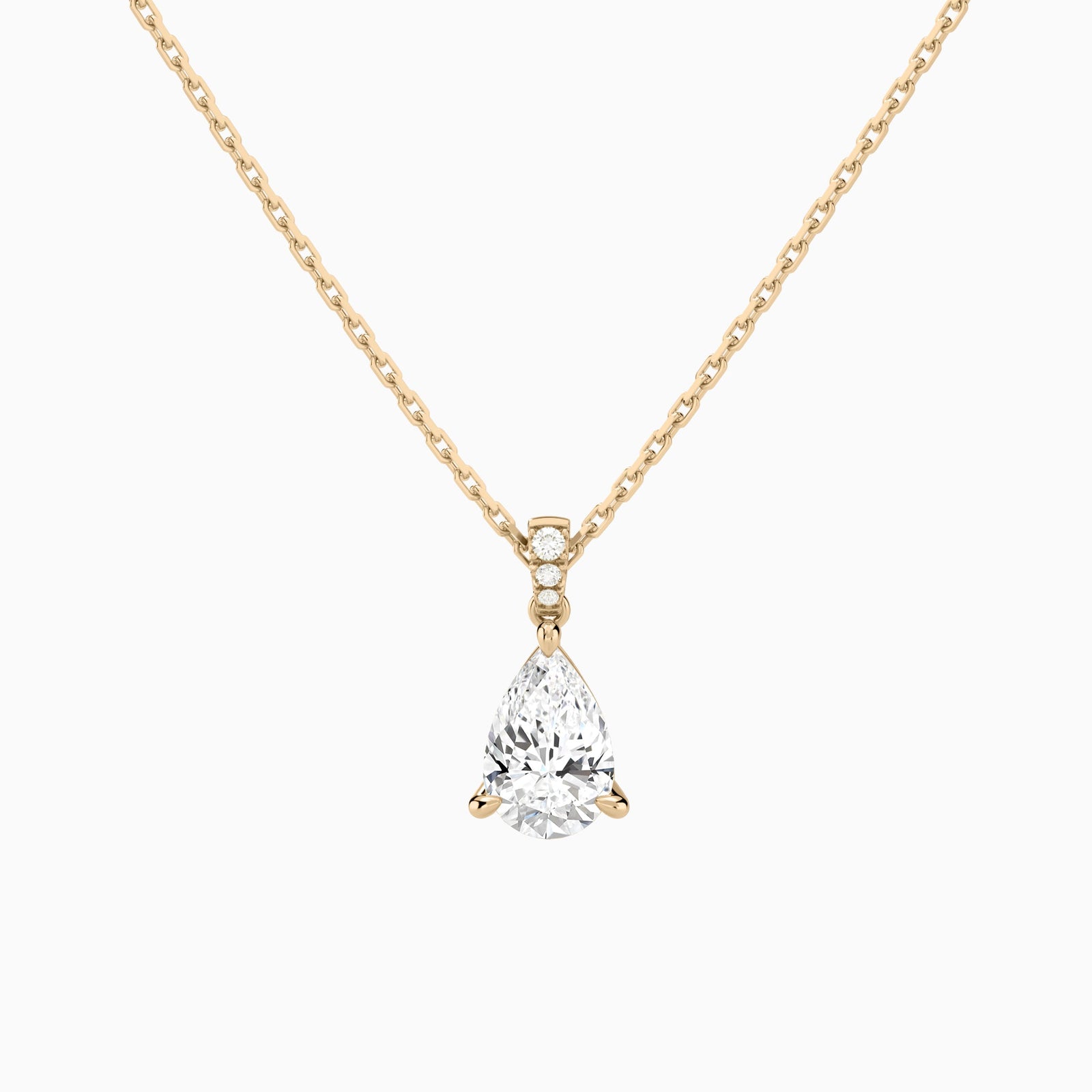 Pear Lab Grown Diamond Accented Bail Pendant Necklace - Lucenjuri