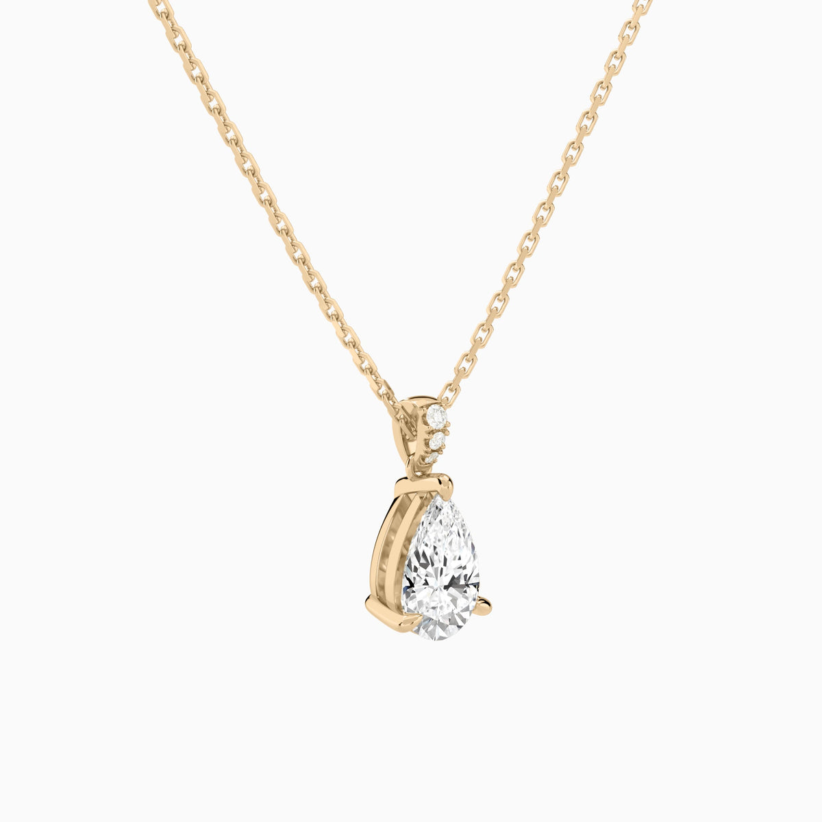 Pear Lab Grown Diamond Accented Bail Pendant Necklace - Front Angle View