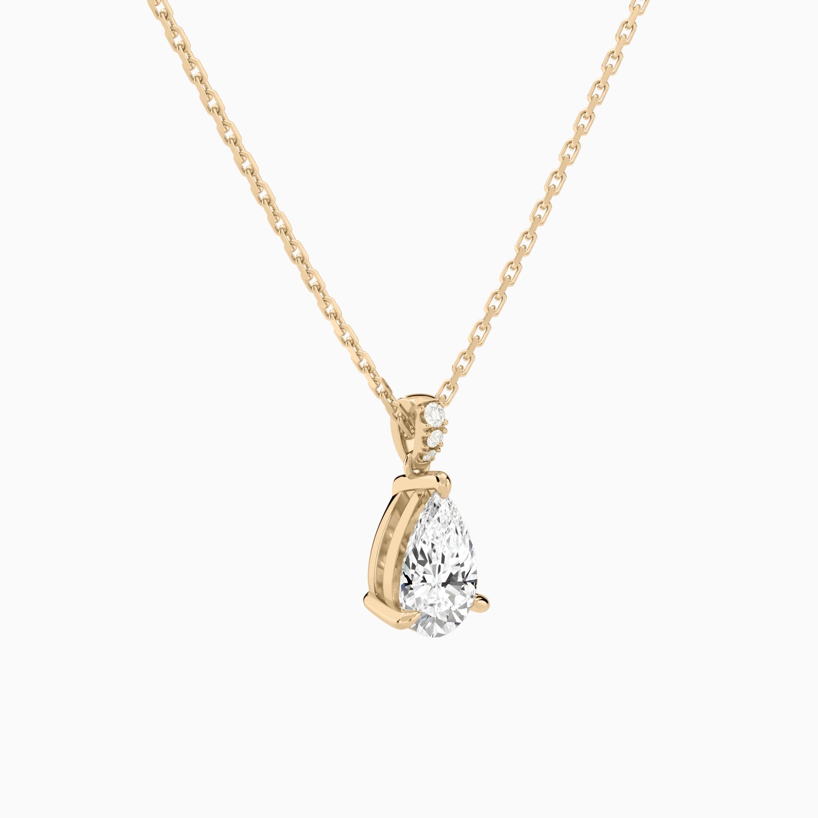 Pear Lab Grown Diamond Accented Bail Pendant Necklace - Front Angle View