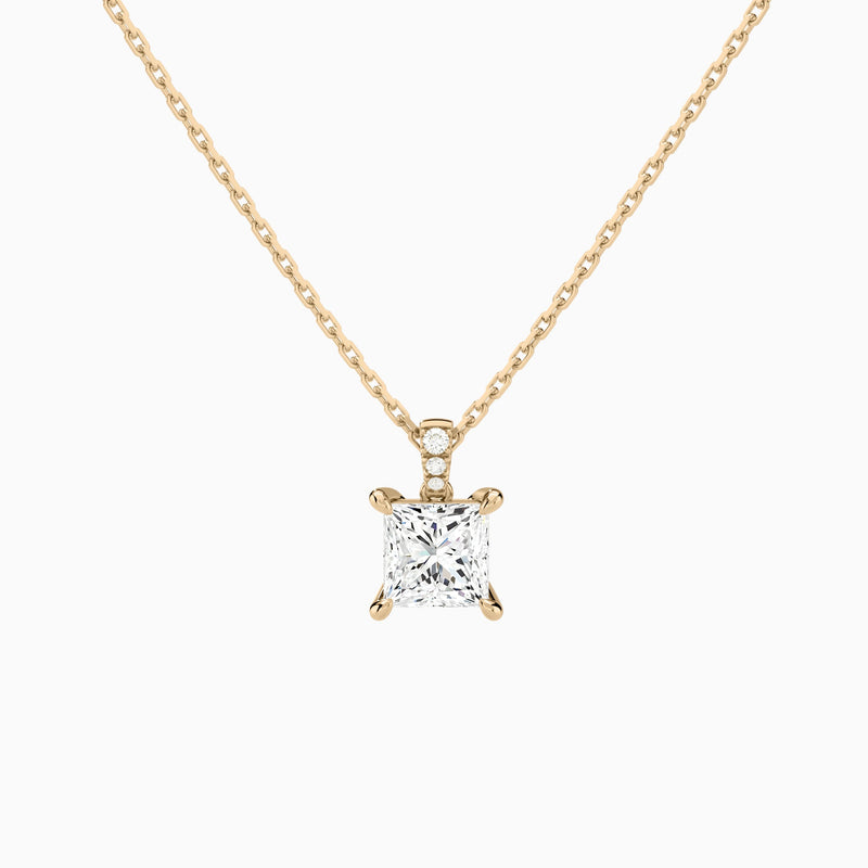 Princess Lab Grown Diamond Accented Bail Pendant Necklace - Lucenjuri