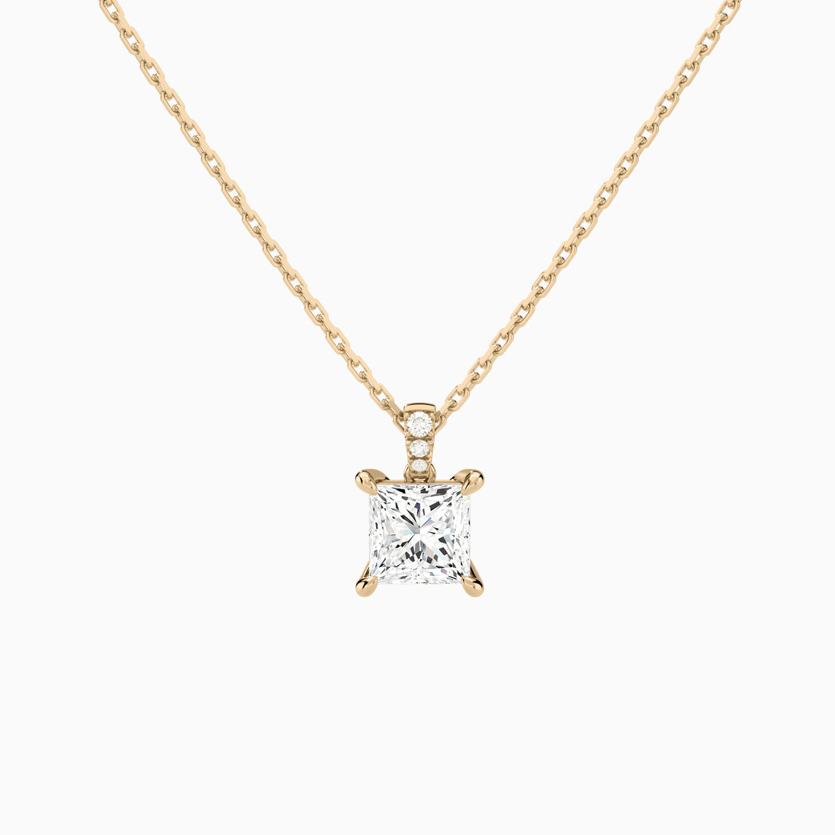 Princess Lab Grown Diamond Accented Bail Pendant Necklace - Lucenjuri