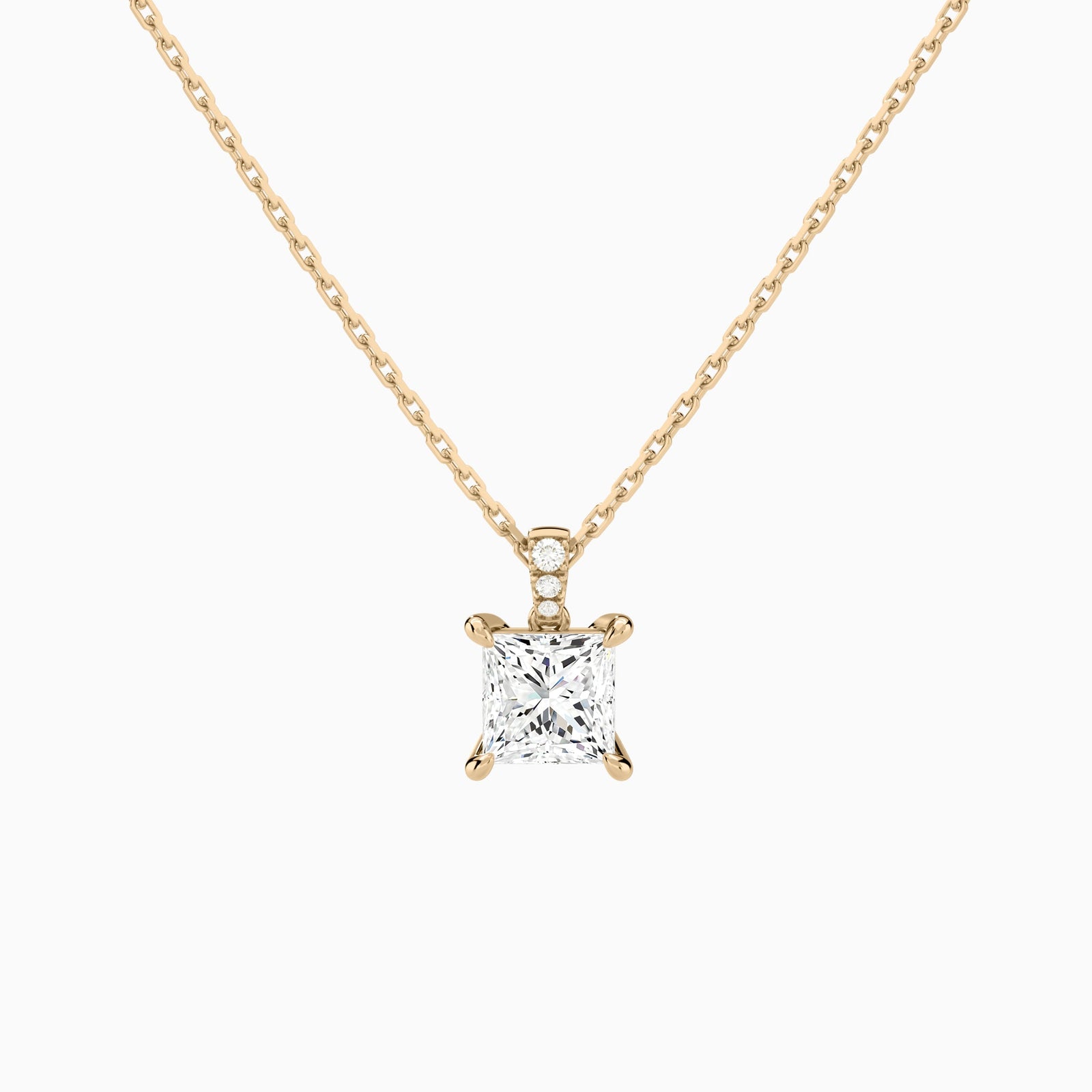 Princess Lab Grown Diamond Accented Bail Pendant Necklace - Lucenjuri