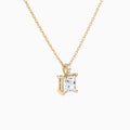 Princess Lab Grown Diamond Accented Bail Pendant Necklace - Front Angle View