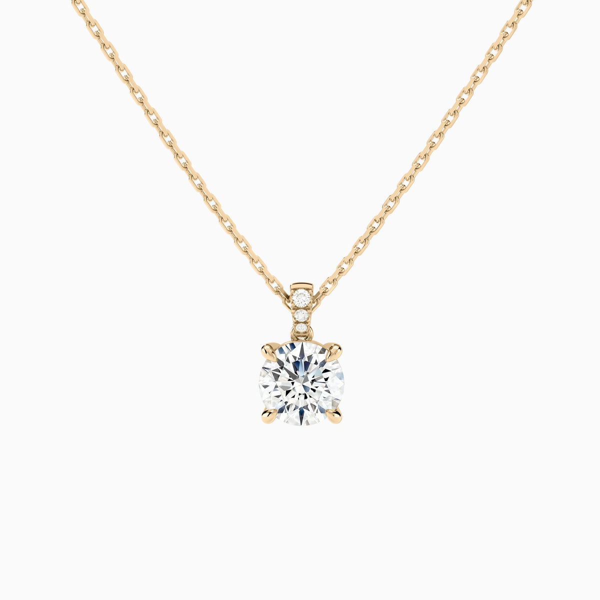 Round Lab Grown Diamond Accented Bail Pendant Necklace - Lucenjuri