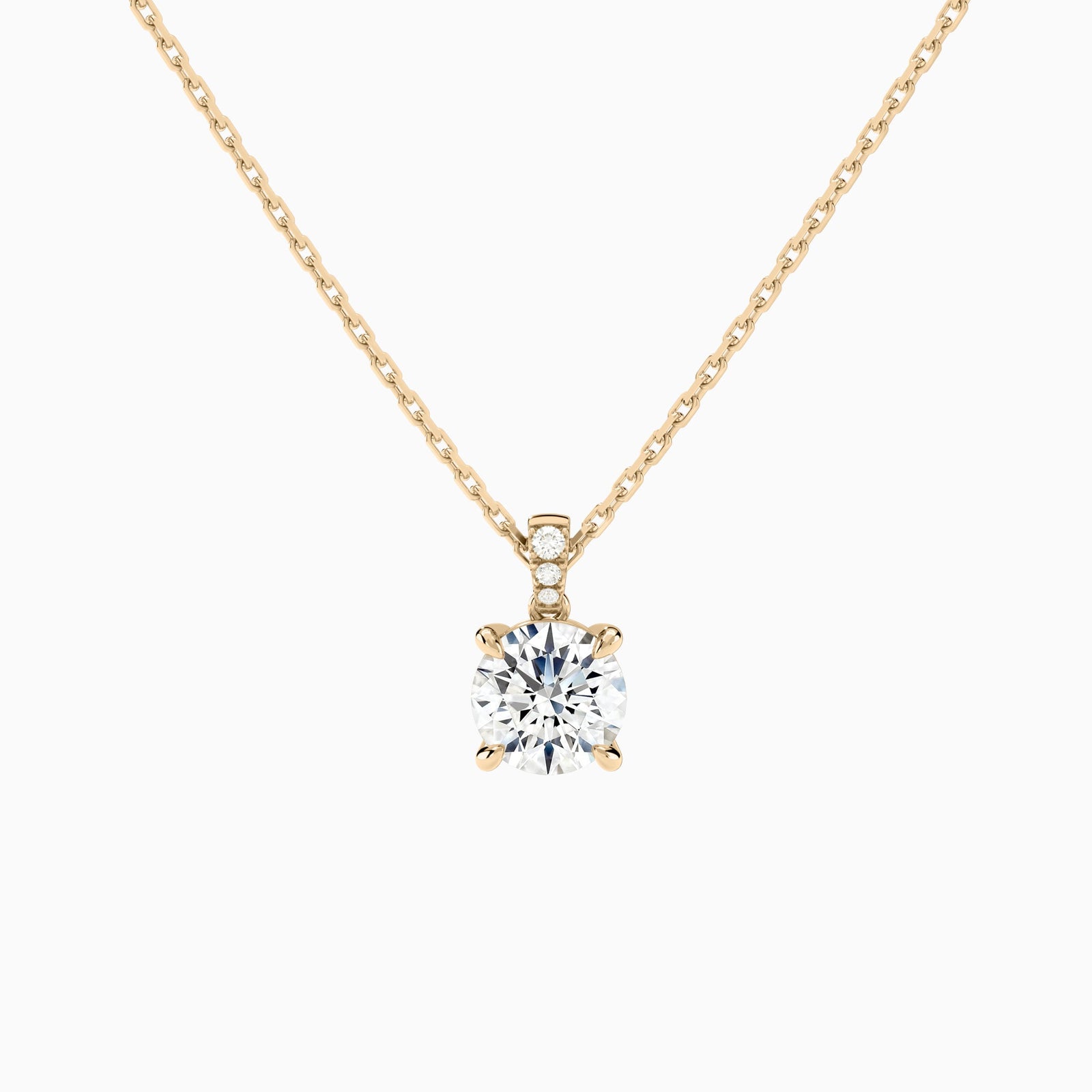 Round Lab Grown Diamond Accented Bail Pendant Necklace - Lucenjuri