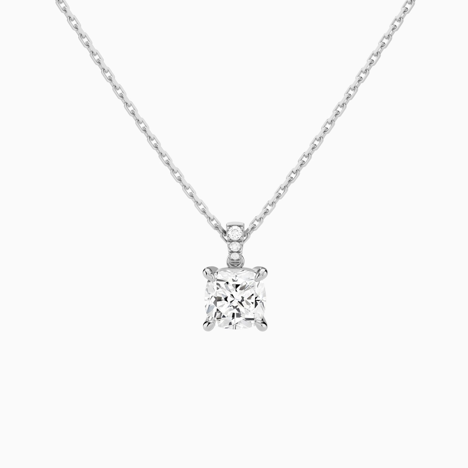 Cushion Lab Grown Diamond Accented Bail Pendant Necklace - Lucenjuri