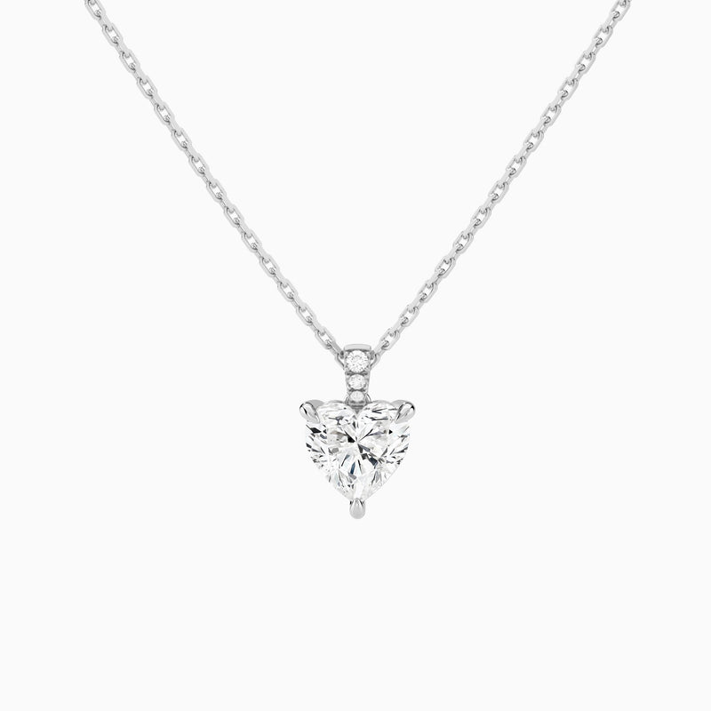 Heart Lab Grown Diamond Accented Bail Pendant Necklace - Lucenjuri