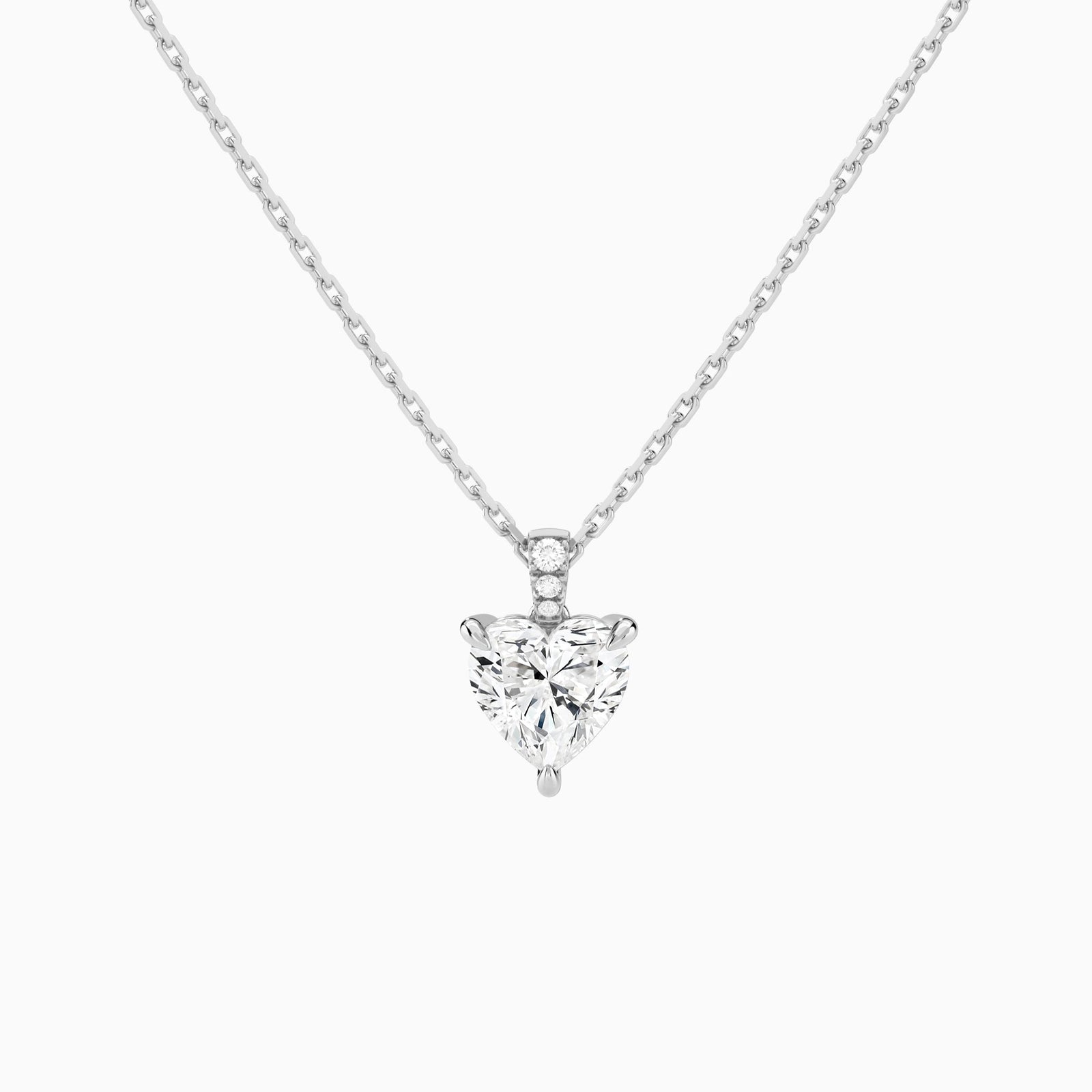 Heart Lab Grown Diamond Accented Bail Pendant Necklace - Lucenjuri