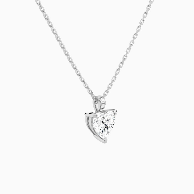 Heart Lab Grown Diamond Accented Bail Pendant Necklace - Front Angle View
