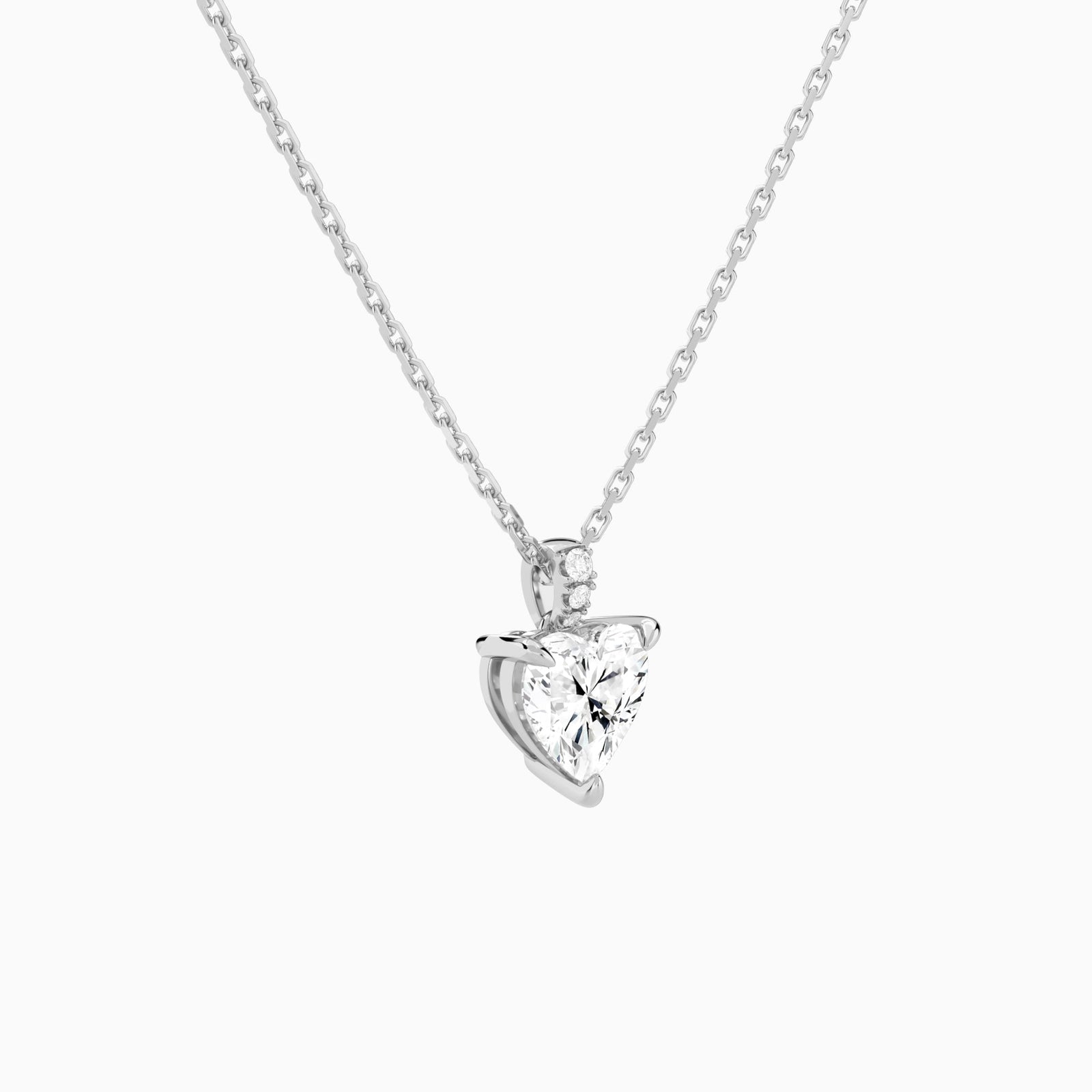 Heart Lab Grown Diamond Accented Bail Pendant Necklace - Front Angle View