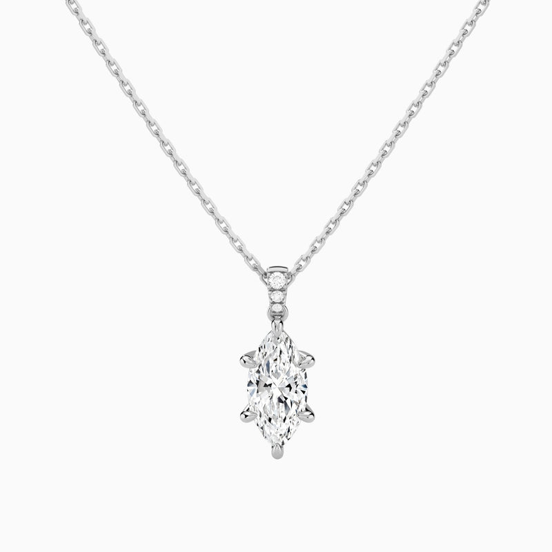 Marquise Lab Grown Diamond Accented Bail Pendant Necklace - Lucenjuri