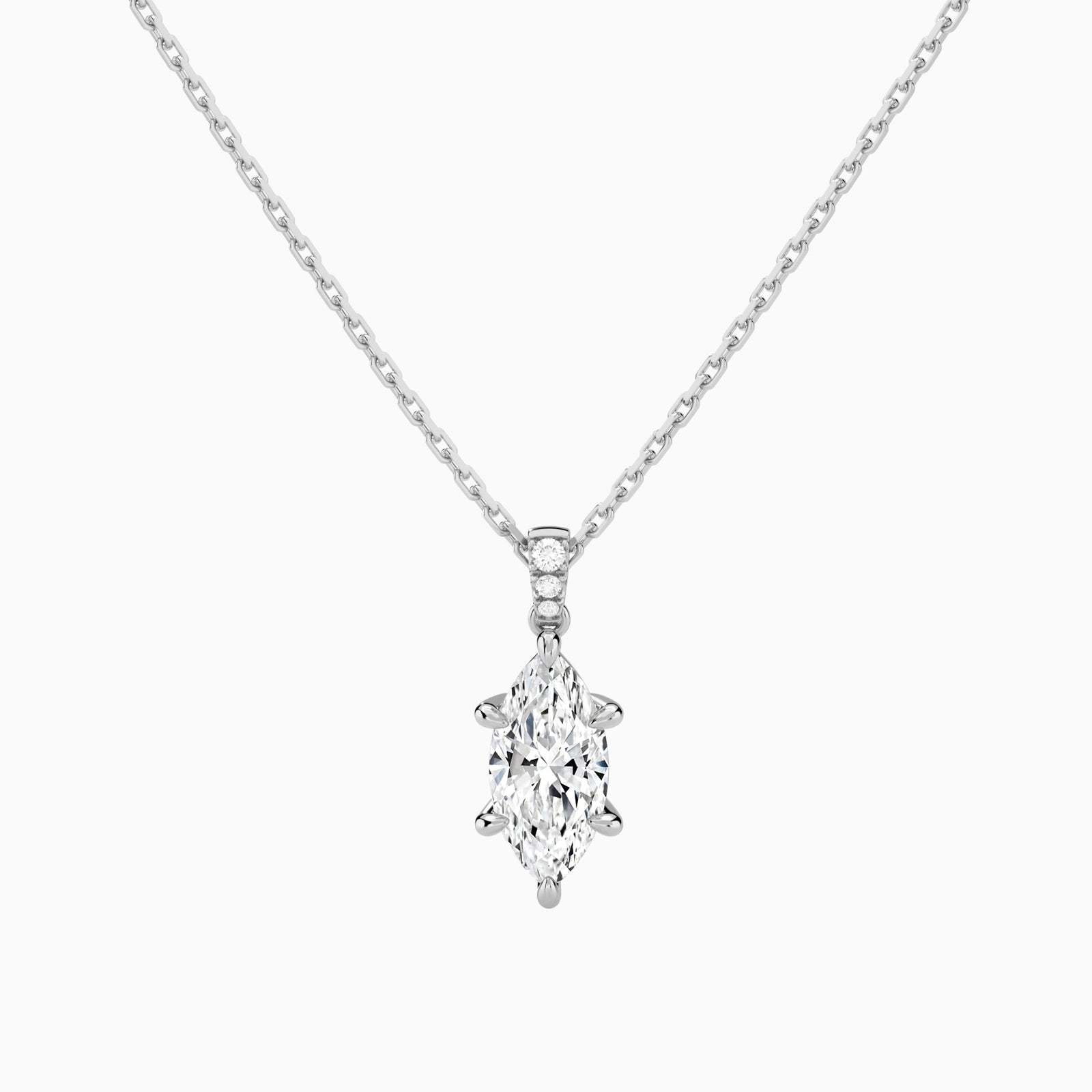 Marquise Lab Grown Diamond Accented Bail Pendant Necklace - Lucenjuri
