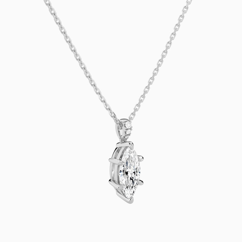 Marquise Lab Grown Diamond Accented Bail Pendant Necklace - Front Angle View