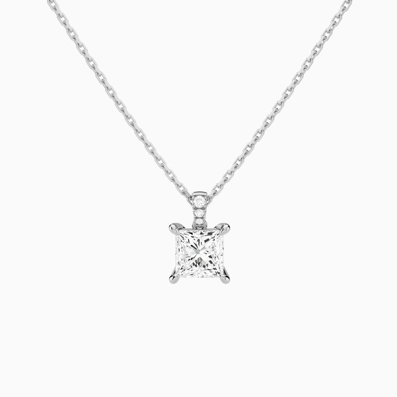 Princess Lab Grown Diamond Accented Bail Pendant Necklace - Lucenjuri