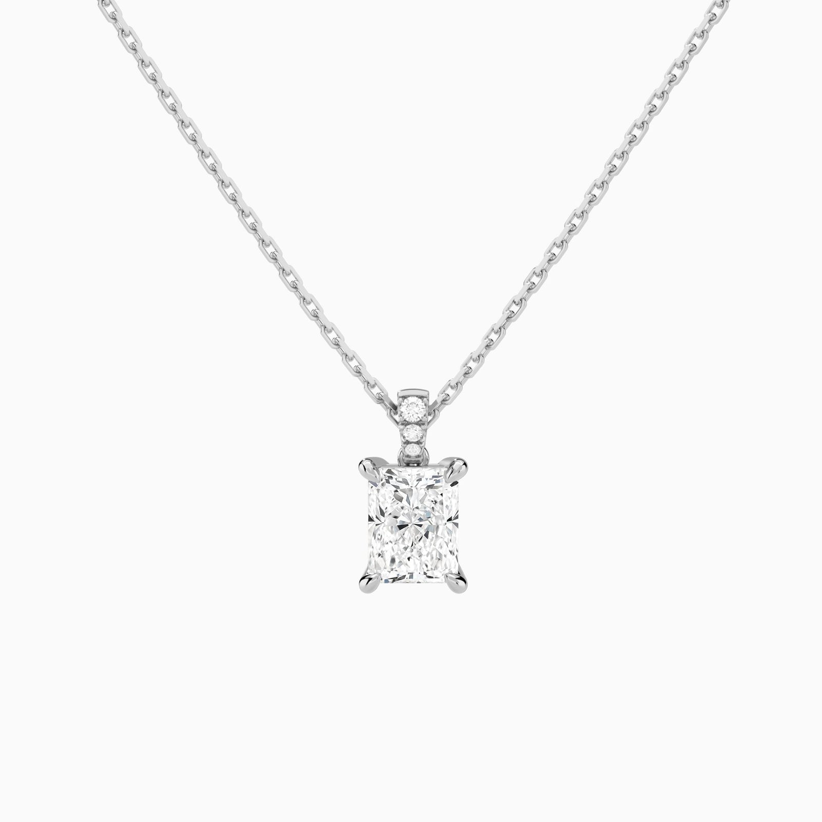 Radiant Lab Grown Diamond Accented Bail Pendant Necklace - Lucenjuri