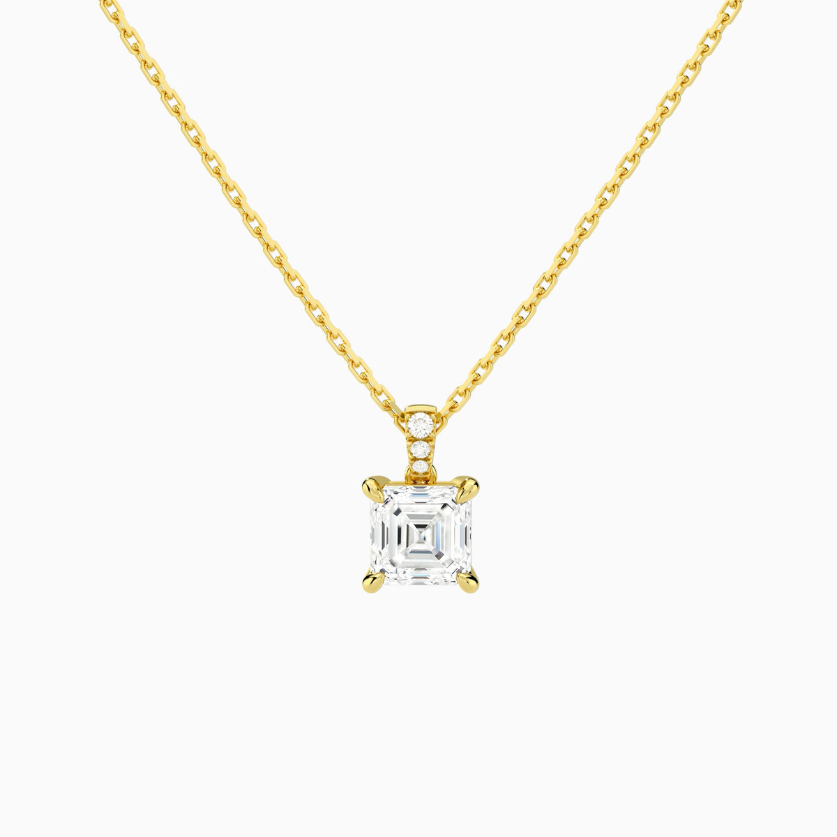 Asscher Lab Grown Diamond Accented Bail Pendant Necklace - Lucenjuri