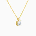 Asscher Lab Grown Diamond Accented Bail Pendant Necklace - Front Angle View