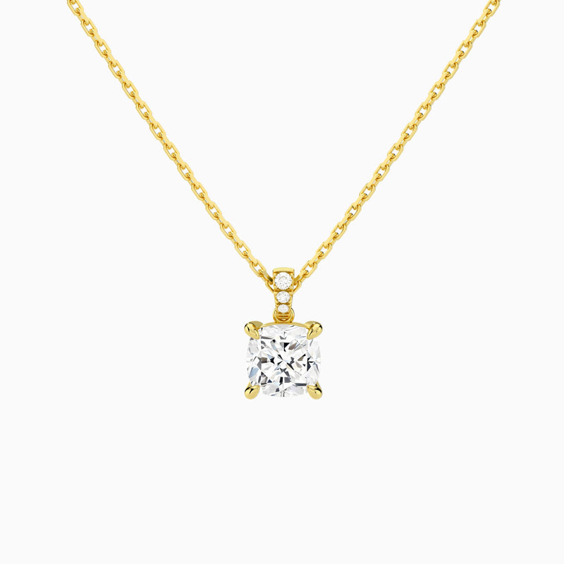 Cushion Lab Grown Diamond Accented Bail Pendant Necklace - Lucenjuri