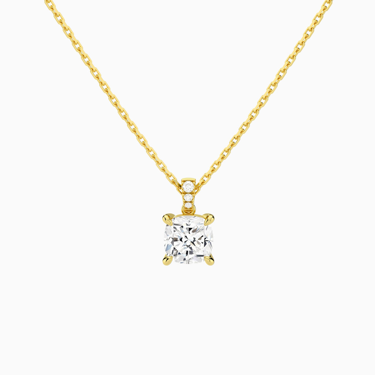 Cushion Lab Grown Diamond Accented Bail Pendant Necklace - Lucenjuri