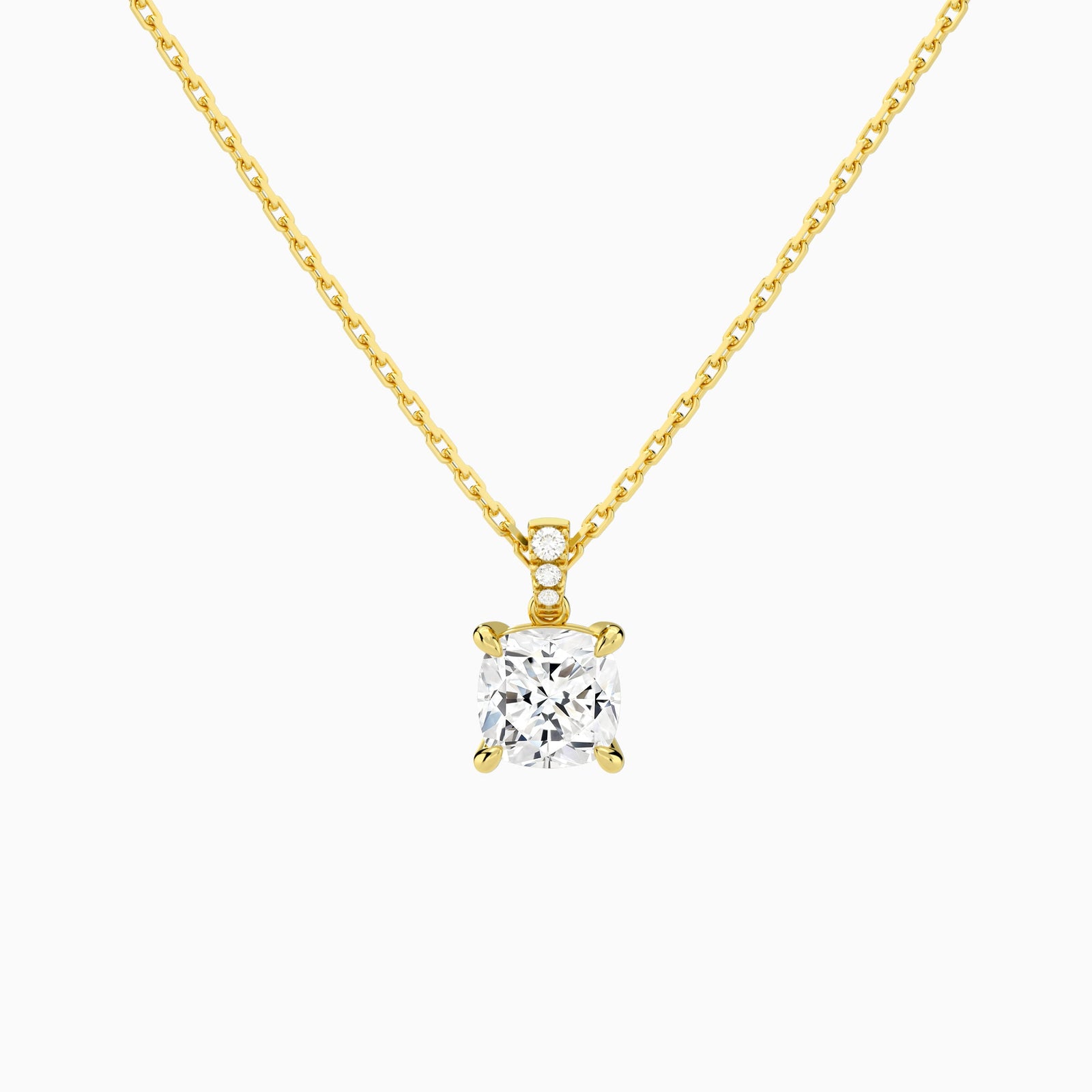 Cushion Lab Grown Diamond Accented Bail Pendant Necklace - Lucenjuri