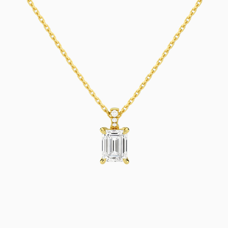 Emerald Lab Grown Diamond Accented Bail Pendant Necklace - Lucenjuri