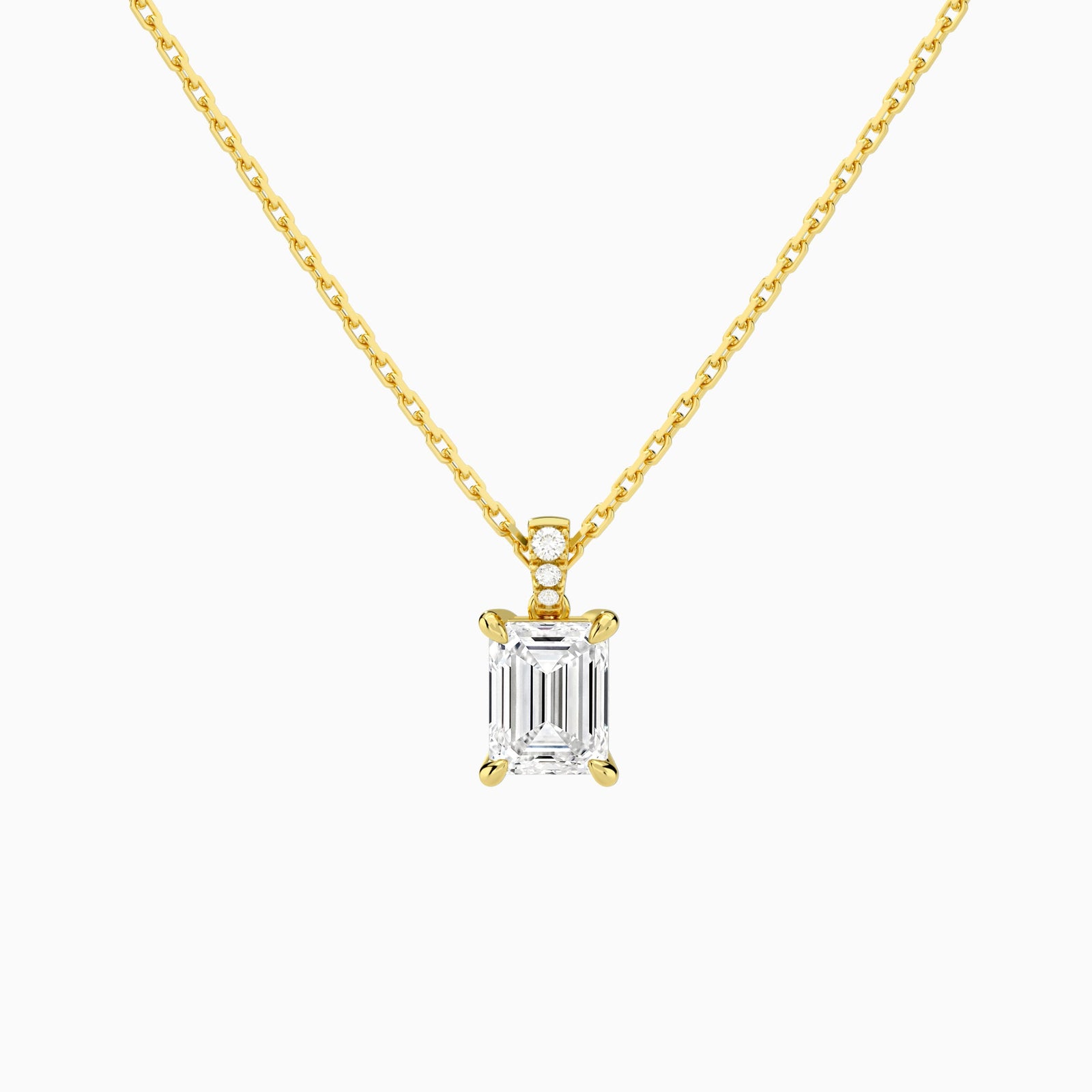 Emerald Lab Grown Diamond Accented Bail Pendant Necklace - Lucenjuri