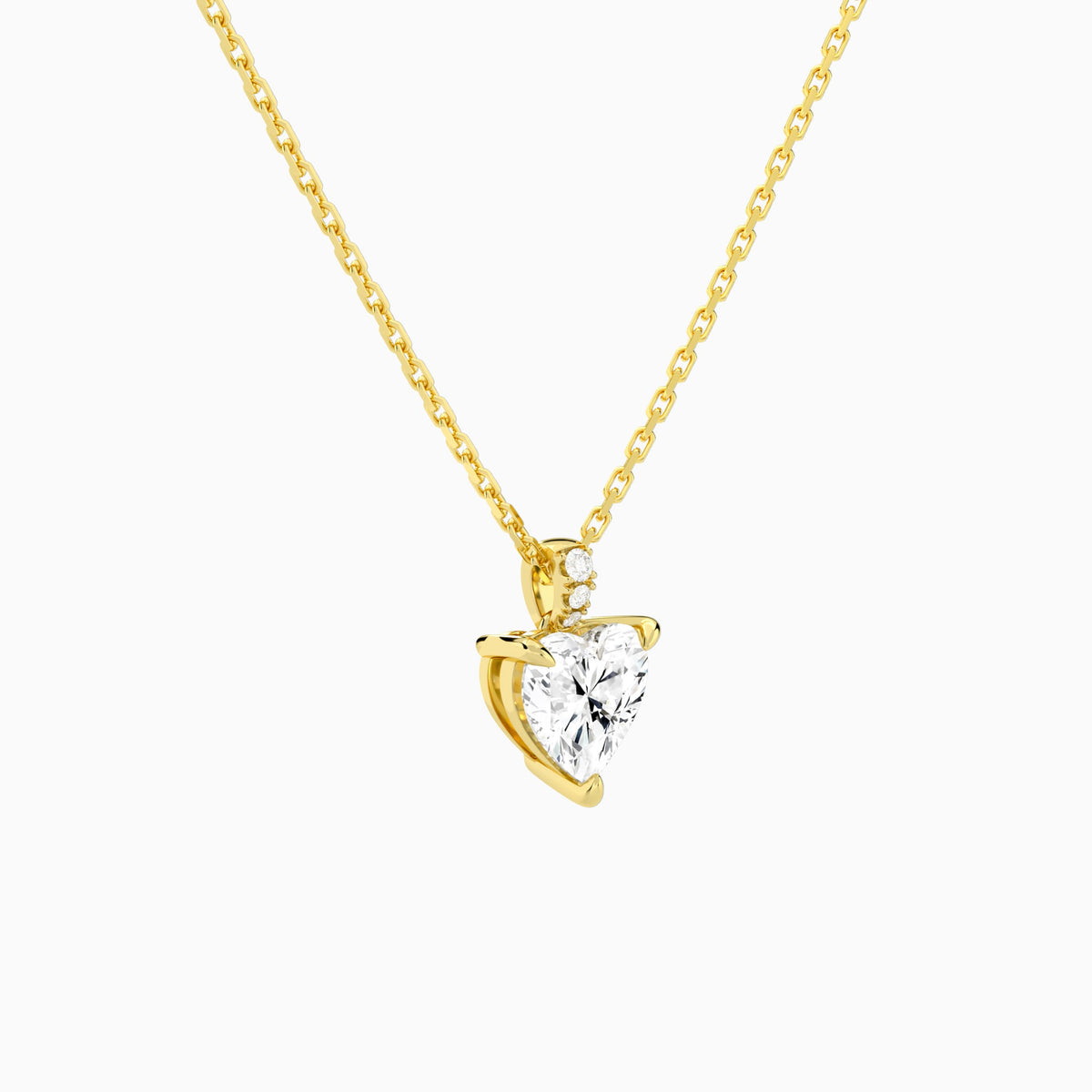 Heart Lab Grown Diamond Accented Bail Pendant Necklace - Front Angle View