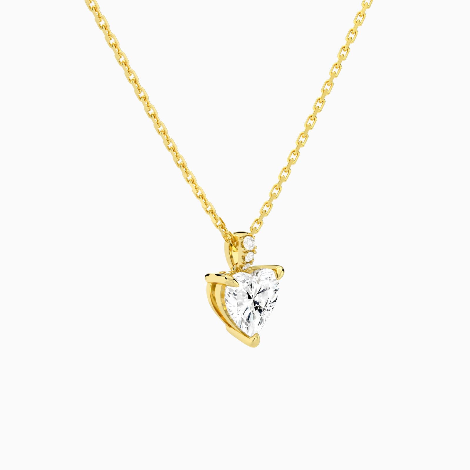 Heart Lab Grown Diamond Accented Bail Pendant Necklace - Front Angle View