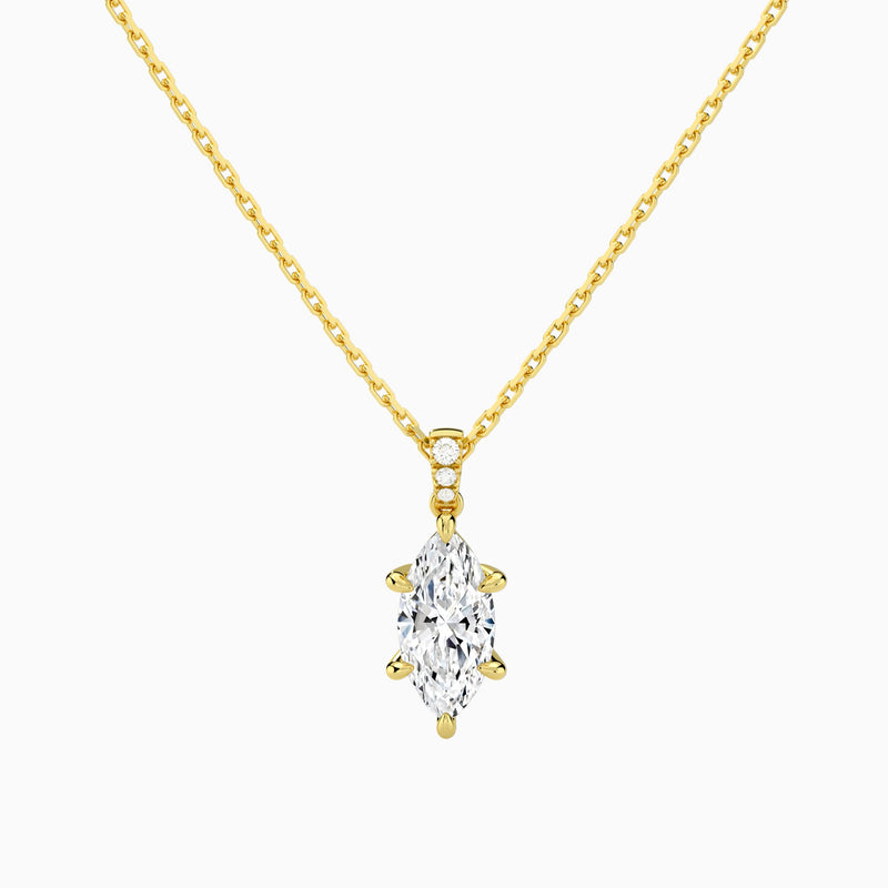 Marquise Lab Grown Diamond Accented Bail Pendant Necklace - Lucenjuri