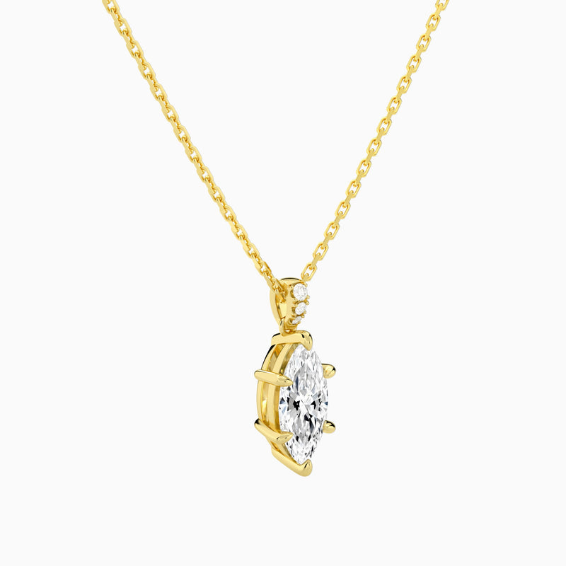 Marquise Lab Grown Diamond Accented Bail Pendant Necklace - Front Angle View