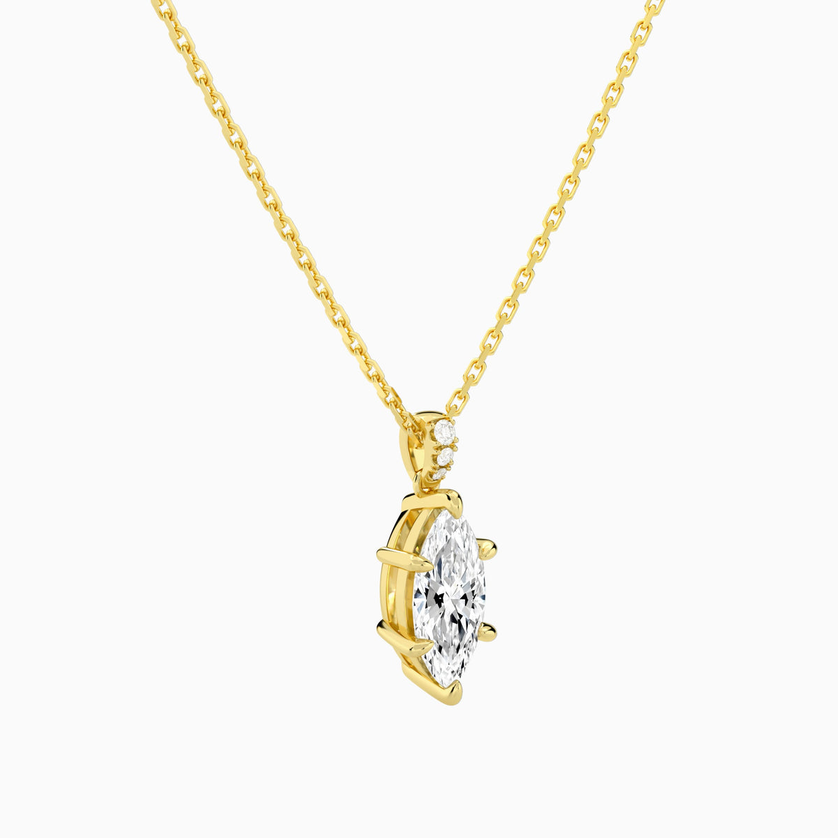 Marquise Lab Grown Diamond Accented Bail Pendant Necklace - Front Angle View