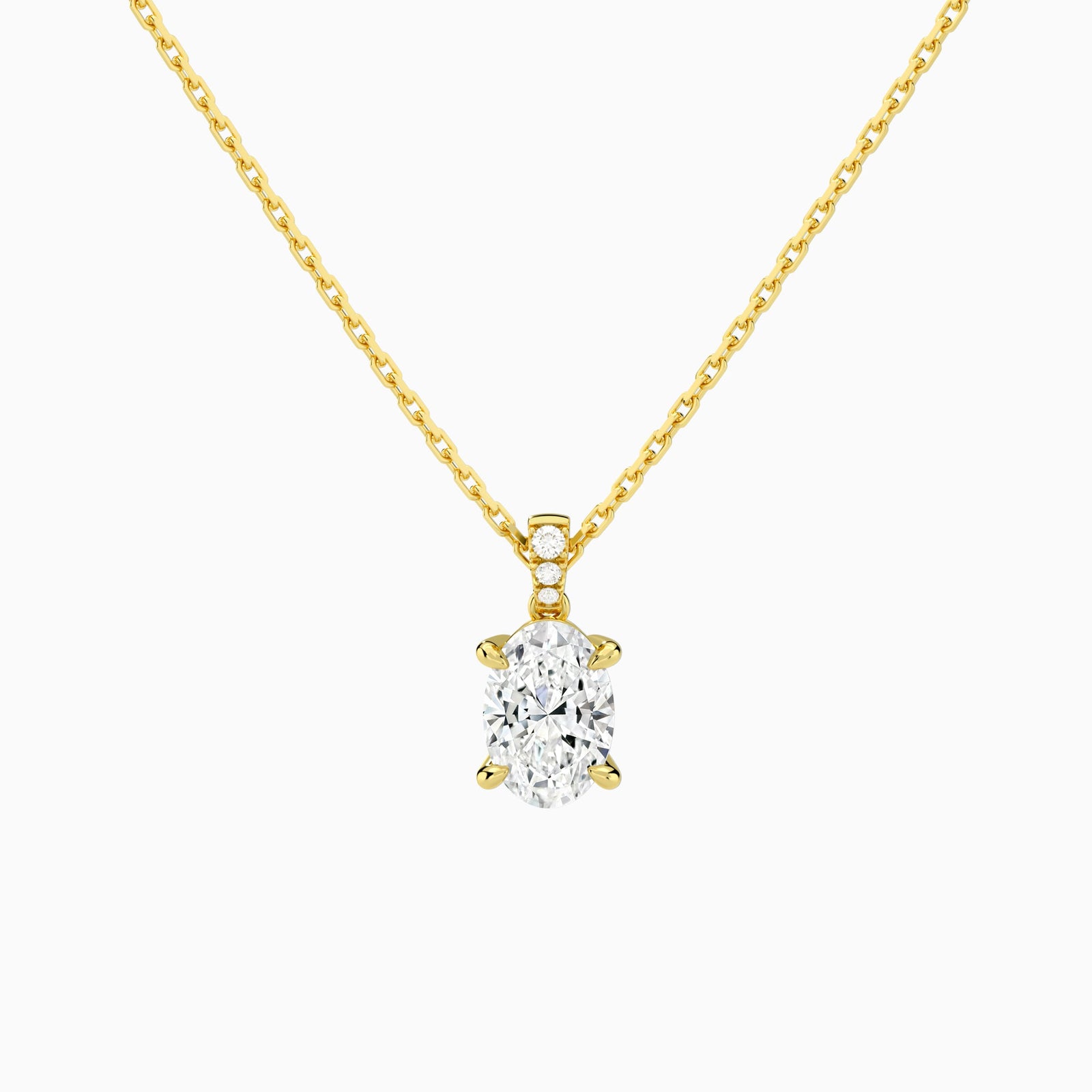 Oval Lab Grown Diamond Accented Bail Pendant Necklace - Lucenjuri