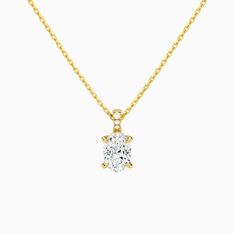 Oval Lab Grown Diamond Accented Bail Pendant Necklace - Lucenjuri