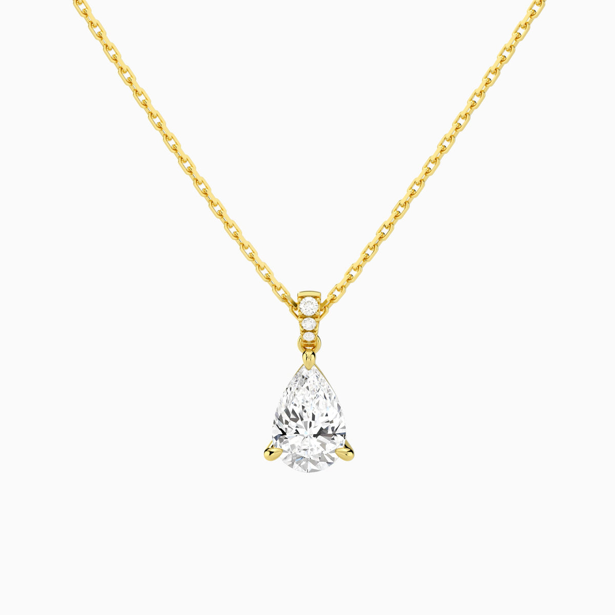 Pear Lab Grown Diamond Accented Bail Pendant Necklace - Lucenjuri
