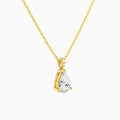 Pear Lab Grown Diamond Accented Bail Pendant Necklace - Front Angle View