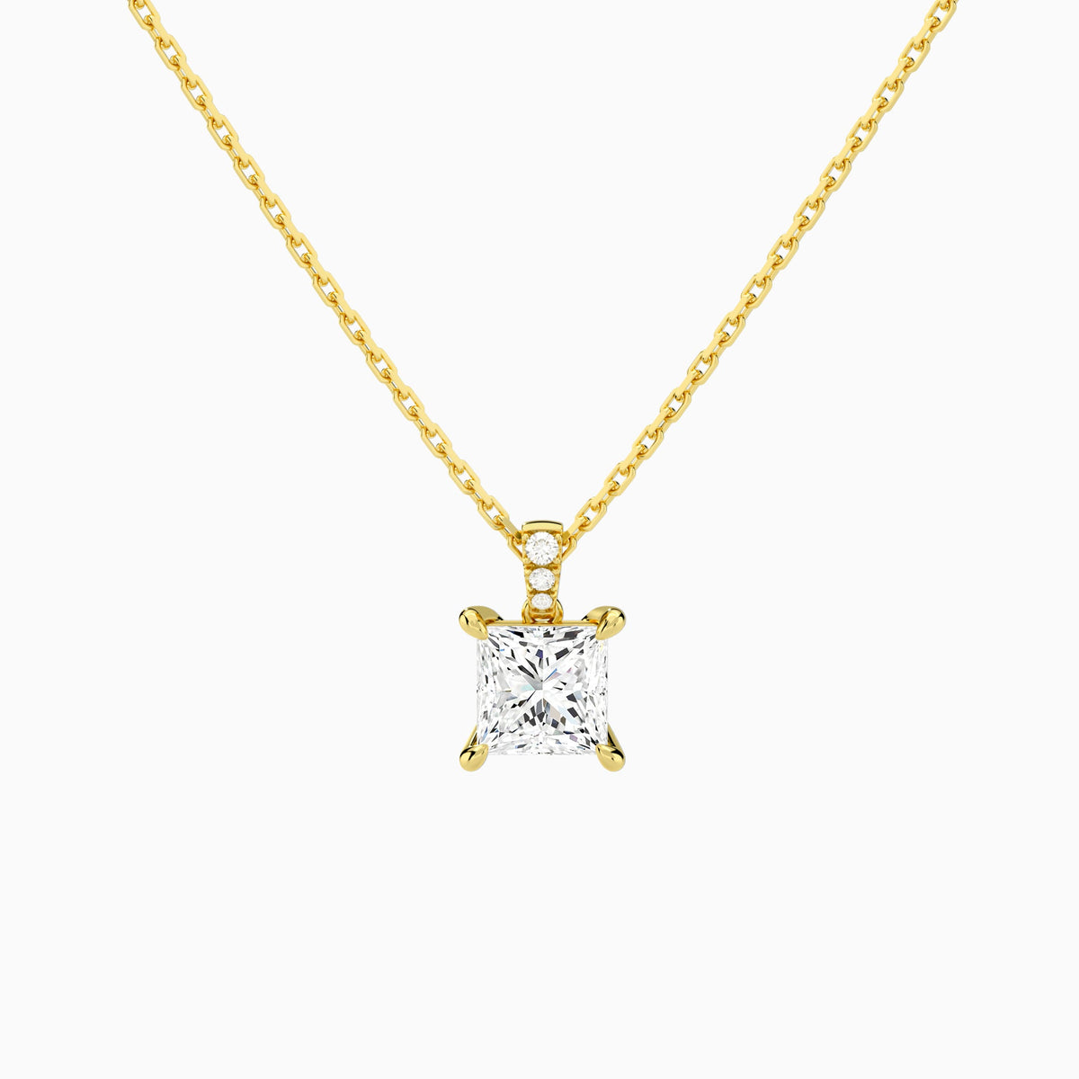 Princess Lab Grown Diamond Accented Bail Pendant Necklace - Lucenjuri