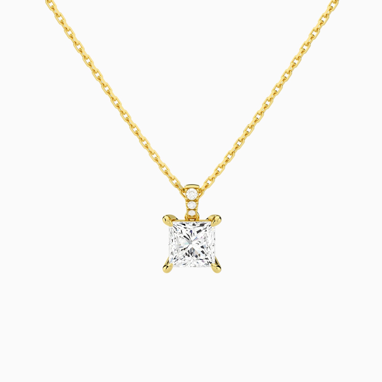 Princess Lab Grown Diamond Accented Bail Pendant Necklace - Lucenjuri