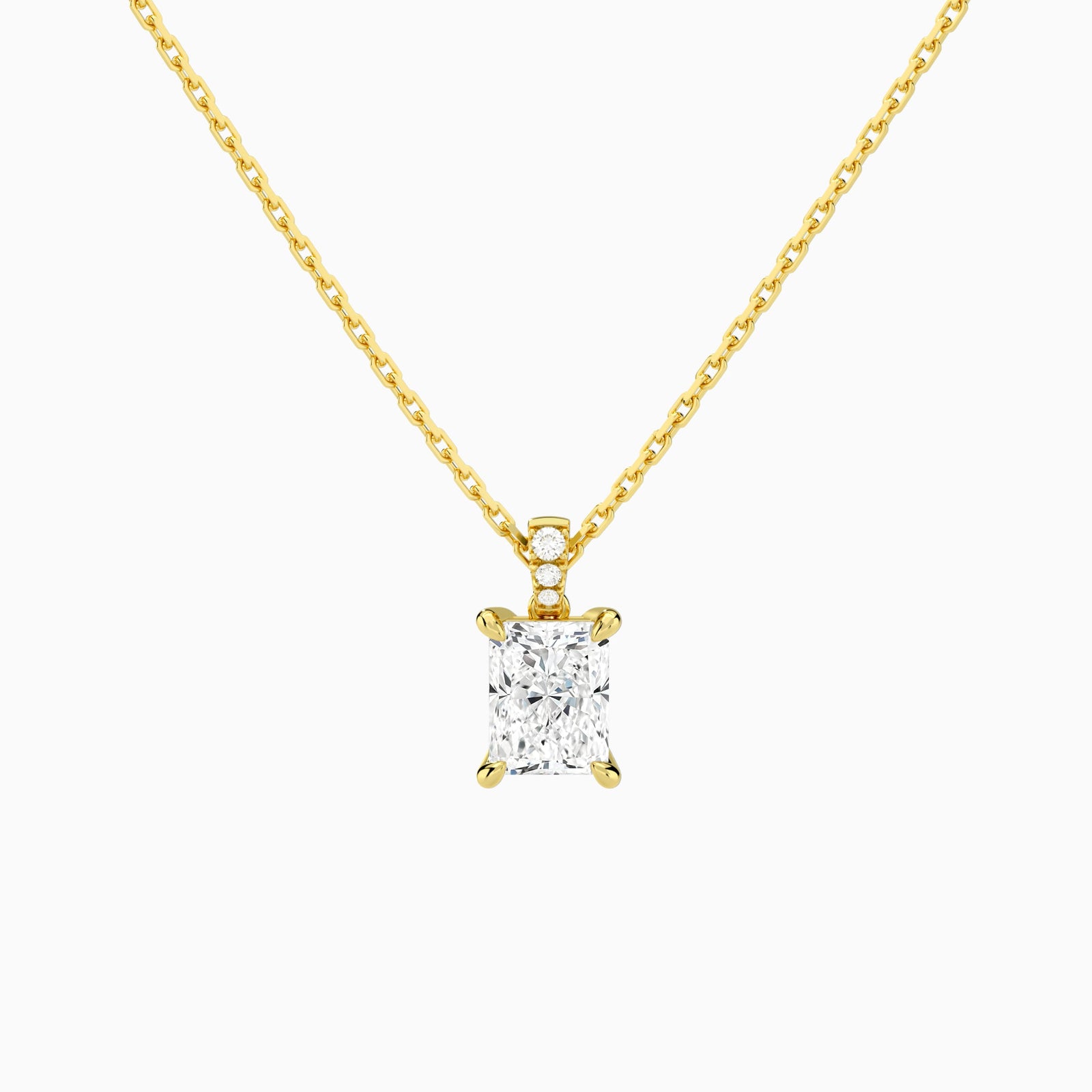 Radiant Lab Grown Diamond Accented Bail Pendant Necklace - Lucenjuri