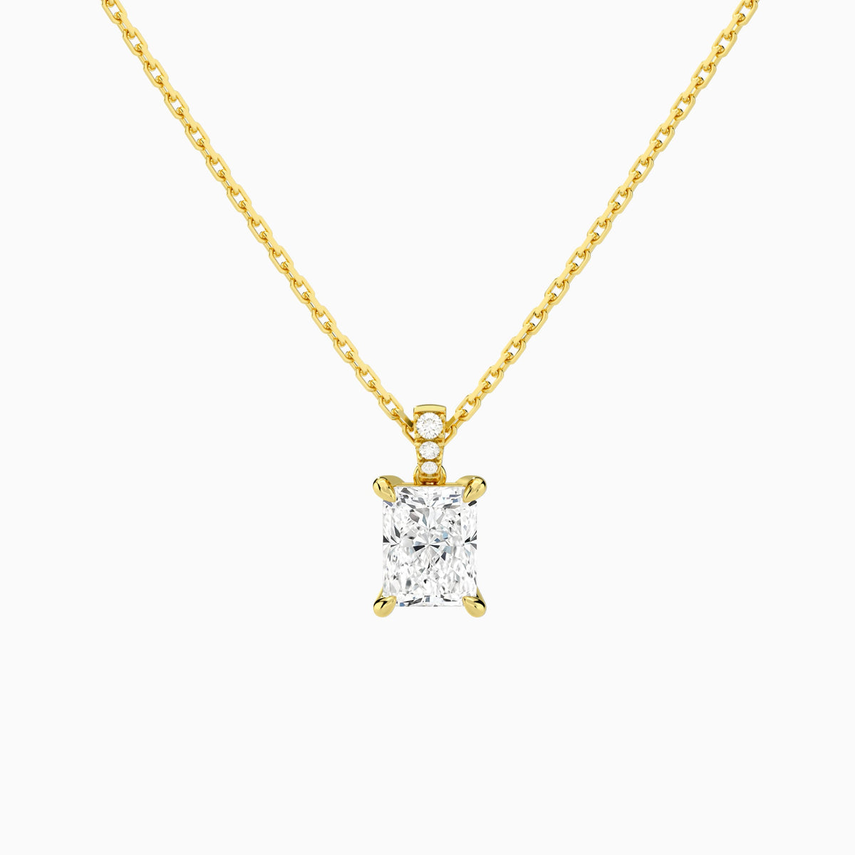 Radiant Lab Grown Diamond Accented Bail Pendant Necklace - Lucenjuri