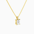 Radiant Lab Grown Diamond Accented Bail Pendant Necklace - Front Angle View
